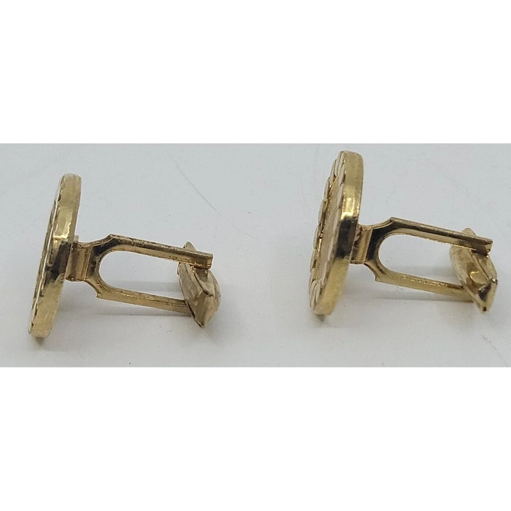 Gold Tone Circle‎ Cufflinks Unmarked Estate Cleanout Jewelry Find